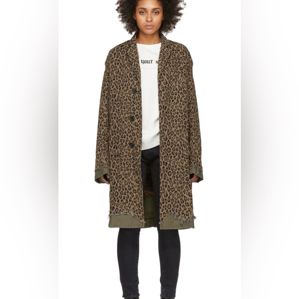 New without tags R13 cotton distressed leopard print coat. Size medium. - Picture 14 of 16